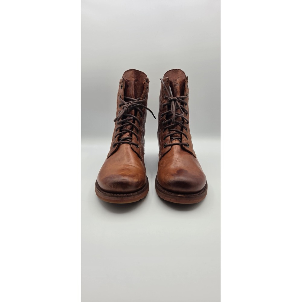 Frye Veronica Women's Combat Boots 8 B Cognac Brown Leather Lace Up Goodyear - Picture 2 of 16